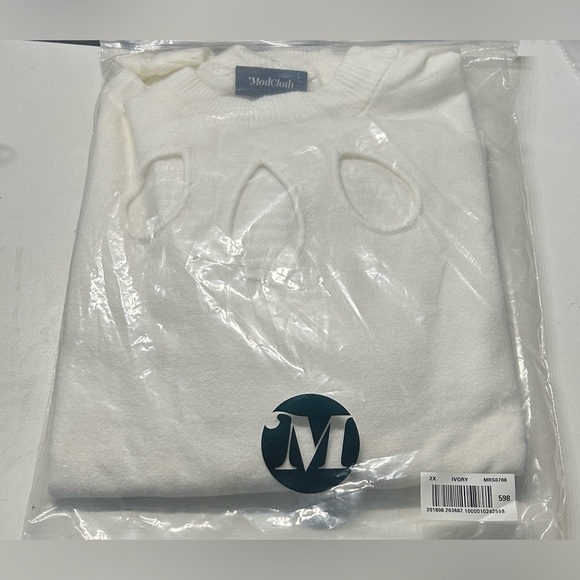 NWT MODCLOTH SLICE OF LIFE IVORY SWEATER Sz. 3X - Picture 8 of 9